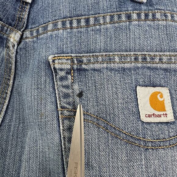 Carhartt Jeans Mens 36x32 Blue Denim Straight Leg Medium Wash Work Wear Cotton - Picture 6 of 9